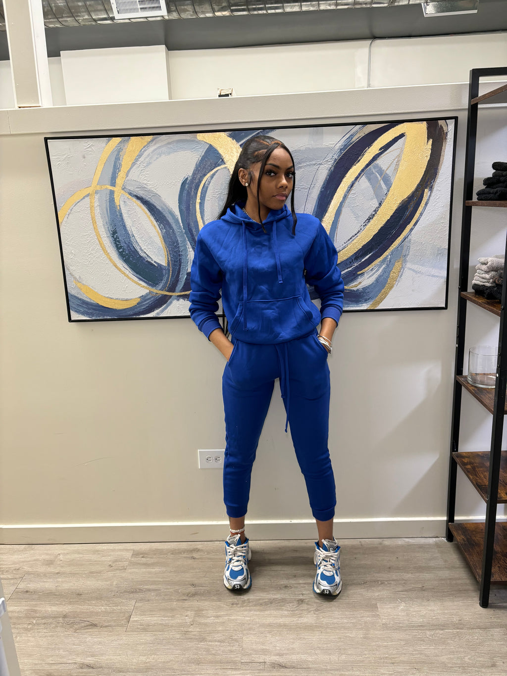 Hood Girl Two-Piece Set – Royal Blue Cotton/Polyester