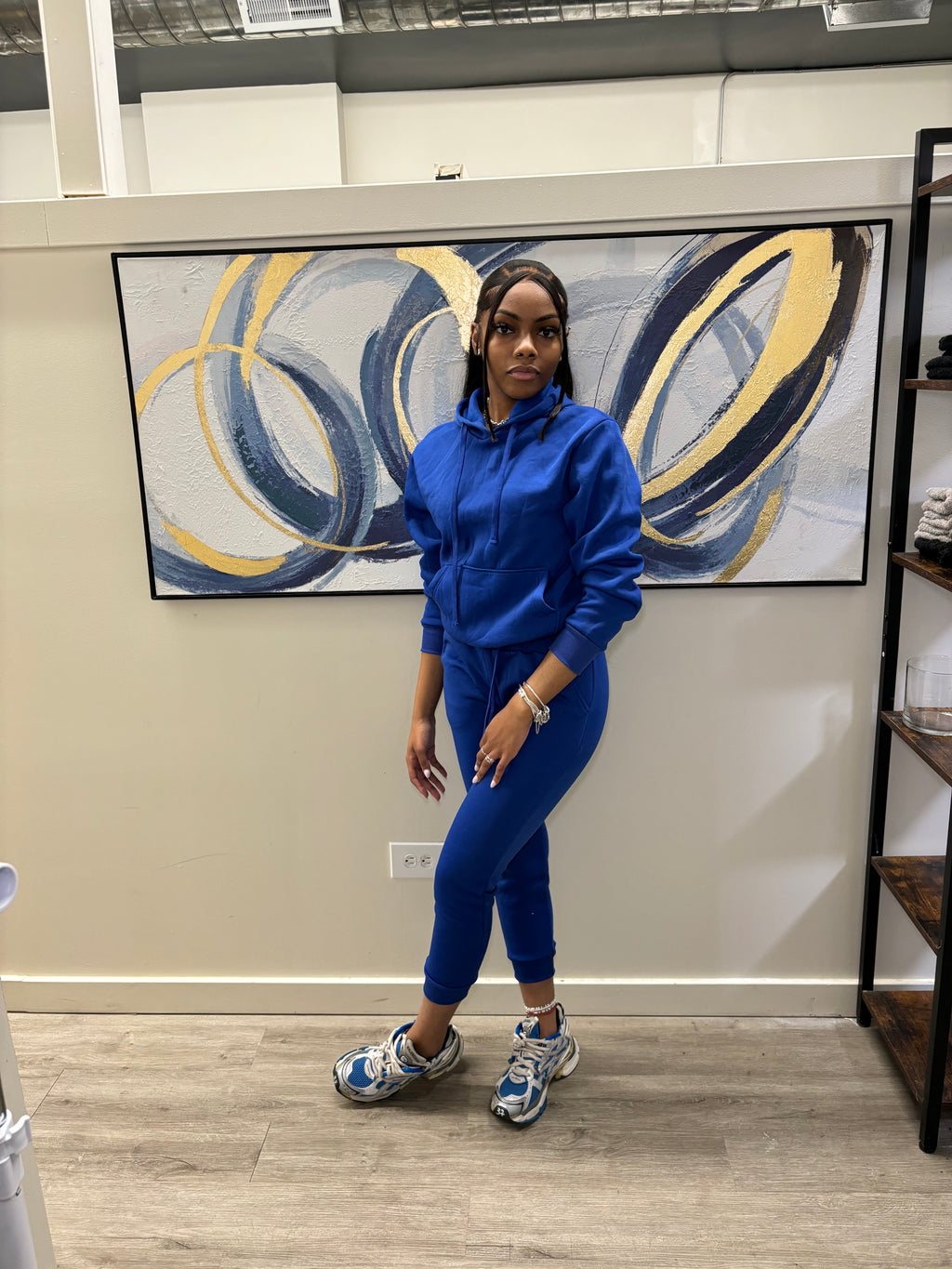 Hood Girl Two-Piece Set – Royal Blue Cotton/Polyester
