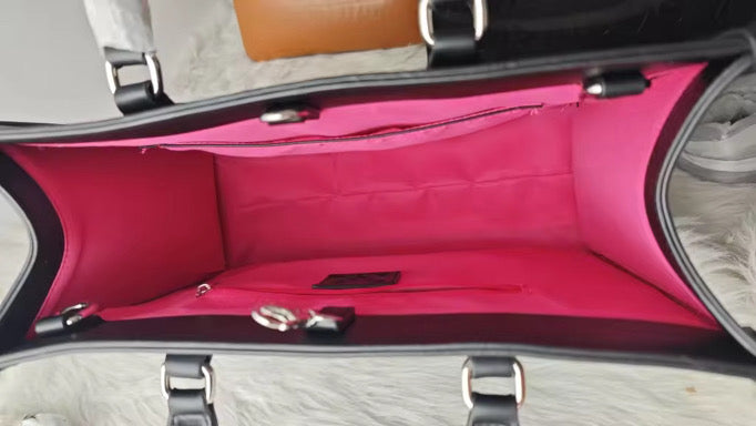 Vegan Leather MS Tote Handbag - Crossbody & Logo Embossed