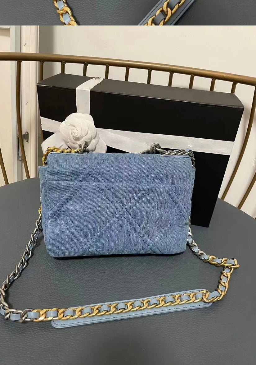 Quilted crossbody denim